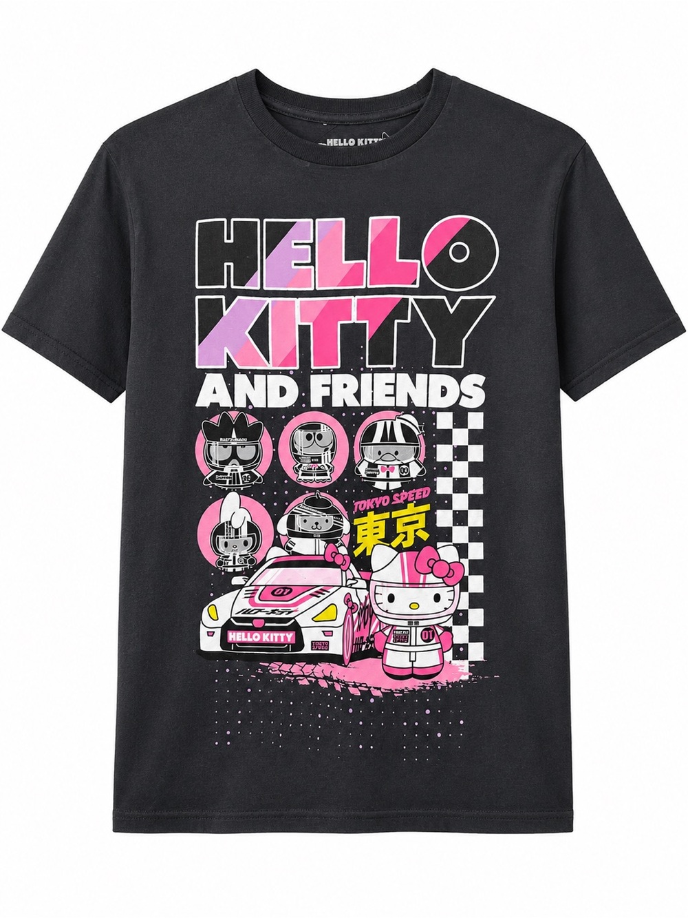 Sanrio Hello Kitty And Friends Black Tee with White Logo